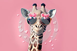 giraffe in love, postcard for Valentine\'s day