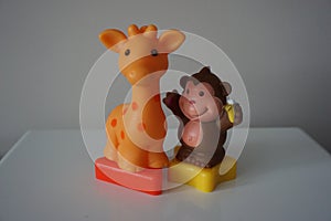 Giraffe and monkey plastic toys for child