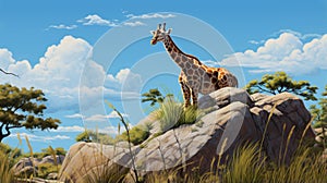 Giraffe Painting On Rocks: Inspired By Greg Hildebrandt And Disney Animation photo