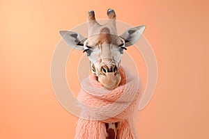 Giraffe in Peach Fuzz Scarf - Cute Animal Fashion