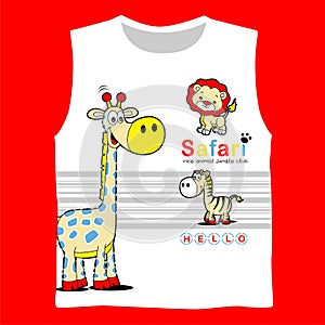 giraffe playing with friend, cartoon vector illustration