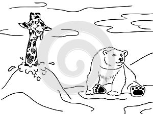 Giraffe and polar bear