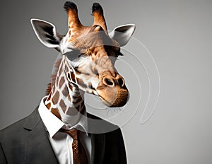 Giraffe portrait in the elegant suit