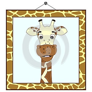 Giraffe portrait in giraffe frame