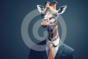 giraffe posing in business suit Generative AI