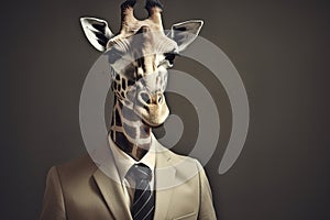 giraffe posing in business suit Generative AI