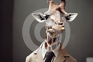 giraffe posing in business suit Generative AI