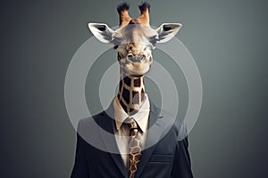 giraffe posing in business suit Generative AI