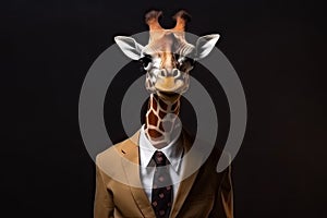 giraffe posing in business suit Generative AI