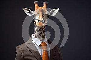 giraffe posing in business suit Generative AI