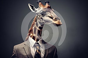 giraffe posing in business suit Generative AI