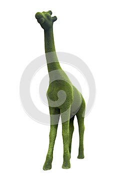 Giraffe sculpture made of bush or artificial grass