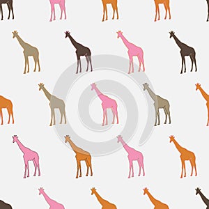 Giraffe silhouettes vector seamless pattern