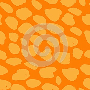 Giraffe skin spots orange vector pattern.