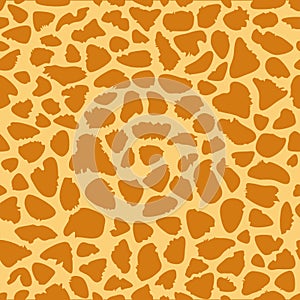 Giraffe skin texture, seamless pattern, repeating the orange and yellow spots, background, Safari, zoo, jungle. Vector.