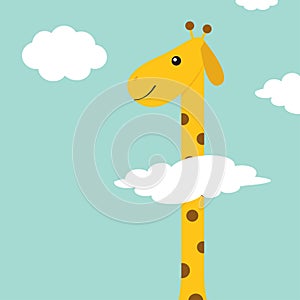 Giraffe with spot. Zoo animal. Long neck. Cute cartoon character.