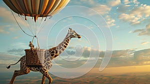 Giraffe Standing Next to Balloon in the Sky