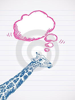 Giraffe with thought cloud
