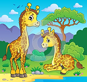 Giraffes in nature theme image 1