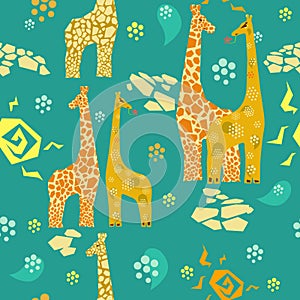 Giraffes seamless pattern