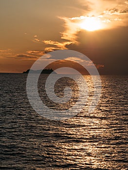 Giraglia island at sunset: the northest point of Corsica