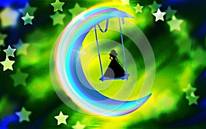 A girl on the swing device.