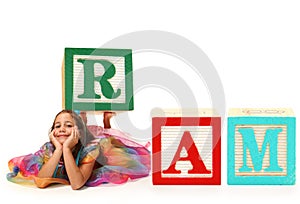 Girl with Alphabet Block RAM