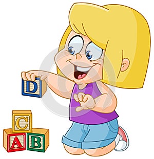 Girl with alphabet blocks