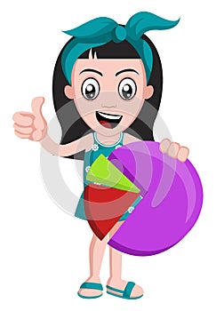 Girl with analytics sign, illustration, vector