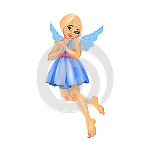 Girl Angel - Isolated on white background