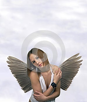 Girl in angel wings