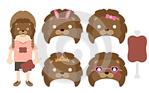 Girl animal wildlife mask costume fancy party set, Lion concept design illustration