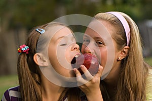 Girl with apple