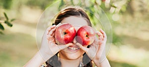 Girl with Apple in the Apple Orchard