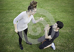 Girl assaulting boyfriend photo
