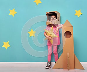 Girl in an astronaut costume