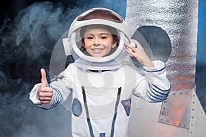 Girl in astronaut costume