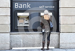 Girl at ATM photo