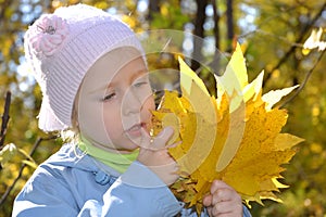 The girl in autumn park