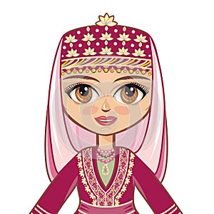 The girl in the Azerbaijanian suit. Historical clothes .Portrait, avatar