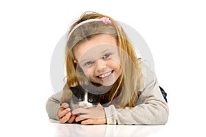 Girl with baby cat