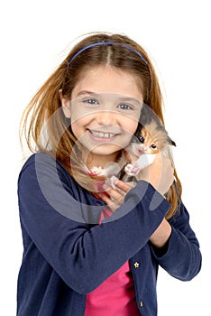 Girl with baby cat