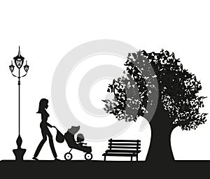 Girl with a baby in the park