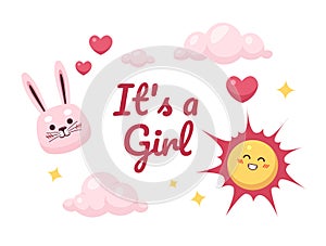 Girl baby shower ecard greeting card design