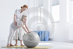 Girl with bad posture exercising