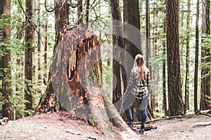 Girl at Baden Powell Trail near Quarry Rock at North Vancouver, photo