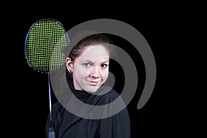 Girl with a badminton racket