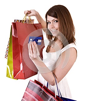 Girl with bag and credit card.