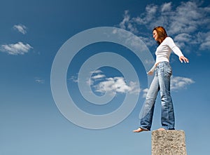 Girl balancing above a precipice-2