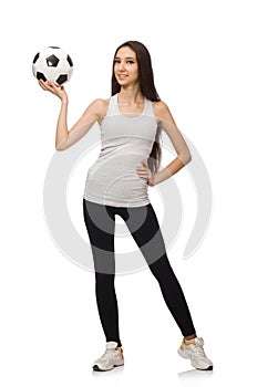 A girl with ball isolated on the white